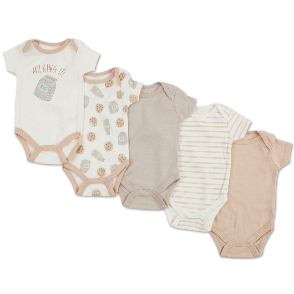 Baby 4 Pack Chickpea‎ Miking It Bodysuits Neutral size 0-3 Months NWY